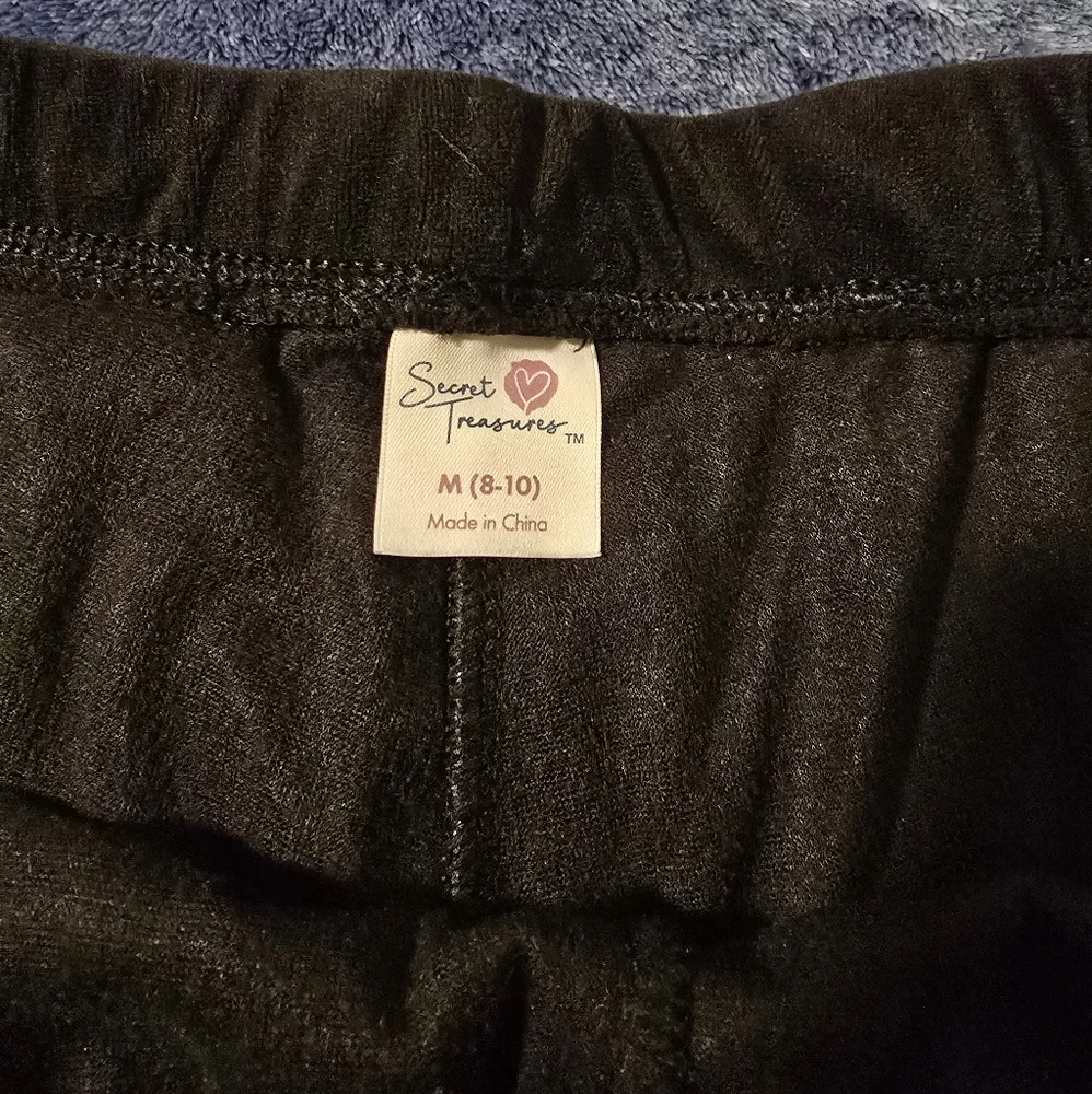 Womens Black Velour Medium Pajamas - Picture 3 of 9